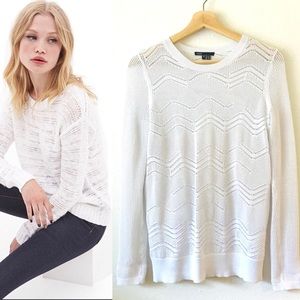 Vince Open Weave Knit Crewneck White Sweater S